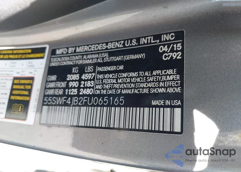 2015 Mercedes-Benz C 300 Luxury/Sport from USA, damaged, VIN 55SWF4JB2FU065165